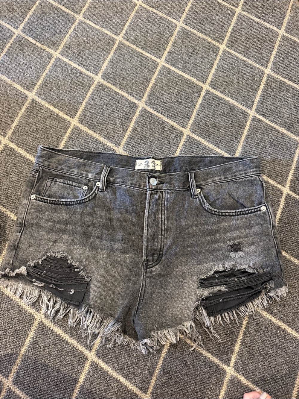 Like New Free People Washed Black Distressed Denim Women's Shorts